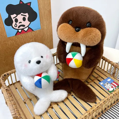Simpatico Animale Marino Peluche Morbido Imbottito Delfino Foca Tricheco Cuscino Regalo di Compleanno per Bambini Decorazioni per la Casa