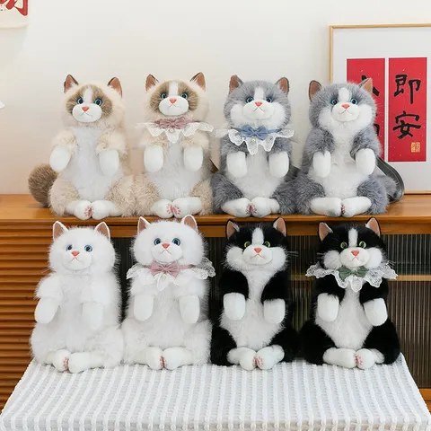 Cute Simulation Ragdoll Cat Plush Toy Backpack Soft Stuffed Animal Doll Casual School Bag Girls Birthday Gift