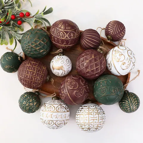 Antiche Palle di Natale Appese Stile Vintage Europeo Plastica PVC Rilievo Galvanica Decorative Palle Pendenti per Albero Festa Casa Decorazione