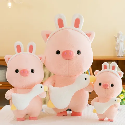 Carino Maiale Oca Giocattolo di Peluche Bambola Animale Stuffed Morbido Cuscino in Cotone PP Bambini Giocattolo Compagno Lenitivo Regalo di Compleanno per Ragazze