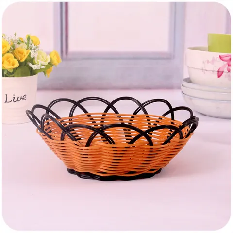 Imitation Rattan Plastic Fruit Basket Creative Living Room KTV Snack Basket Household Desktop Storage Basket Fruit Plate
