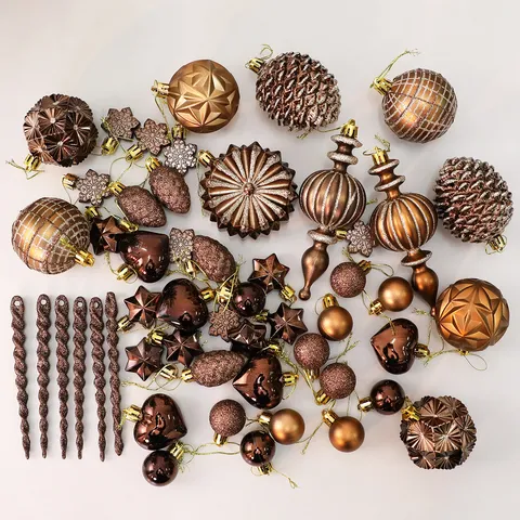 Set di Ornamenti Natalizi in Plastica per Decorazioni Albero Palline Glitterate Ciondoli Sagomati Puntelli per Scena Festiva