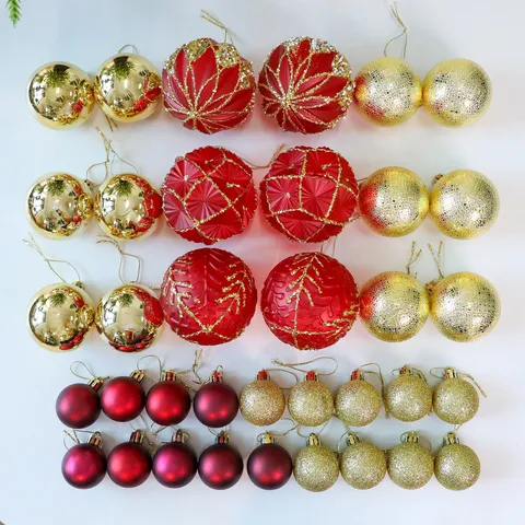 Assorted Christmas Ball Ornaments Set Electroplated Plastic Tree Hanging Decorations Glitter Matte Festive Window Pendant