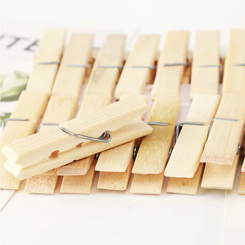Natural Bamboo Clothes Pins Multipurpose Wooden Clips For Laundry Socks Household Drying Pegs