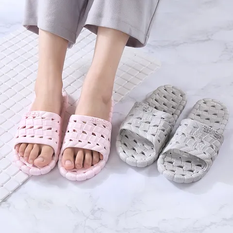 Non-slip Hollow Bathroom Slippers Unisex Quick Drying PVC Home Shower Sandals Summer Beach Indoor Slippers