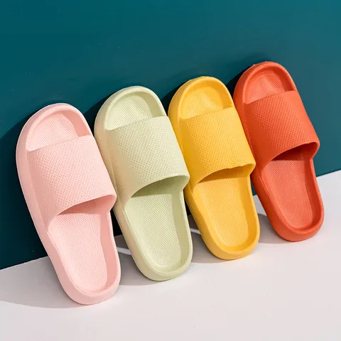 Thick Sole EVA House Slippers Couple Non-Slip Wear-Resistant Waterproof Indoor Outdoor Casual Soft Macaron Slides