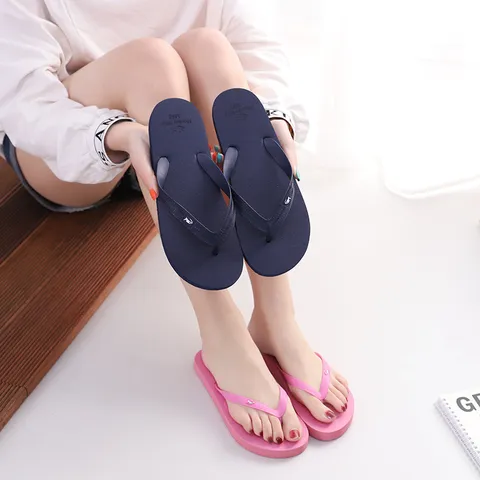 Unisex Summer Beach Flip Flops Casual Anti Slip PVC Flat Sandals Couple Outdoor Walking Slippers Shoes