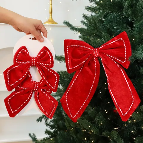 Large Christmas Velvet Bow Ornament DIY Festive Fabric Decoration For Christmas Tree Showcase Window Home Decor
