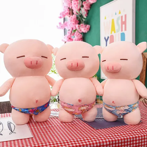Simpatico Peluche di Maiale di Cartone Animato Morbido Bambola di Peluche Carino Costume da Bagno Cuscino di Maialino Regalo di Compleanno per Bambini