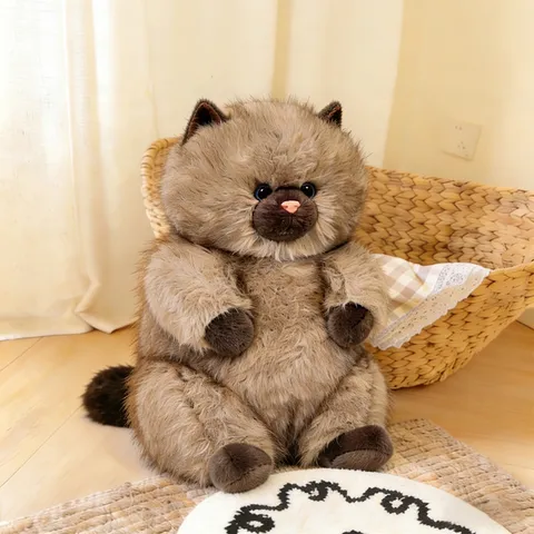 Cute Simulation Long Hair Cat Plush Toy Stuffed Animal Doll Soft Fluffy Kitty Pillow Companion Gift For Girls And Kids