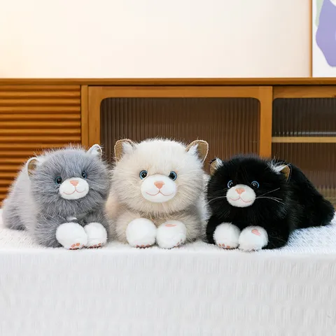 Simulation Ragdoll Cat Plush Toy Cute Stuffed Animal Kitty Doll Soft Hugging Pillow Birthday Gift For Girls