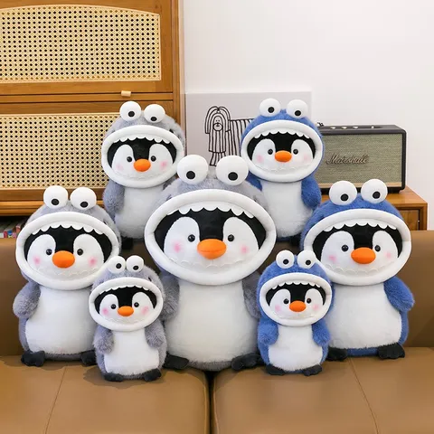 Cute Shark Transforming Penguin Plush Toy Soft Stuffed Animal Cartoon Doll Kid Companion Gift