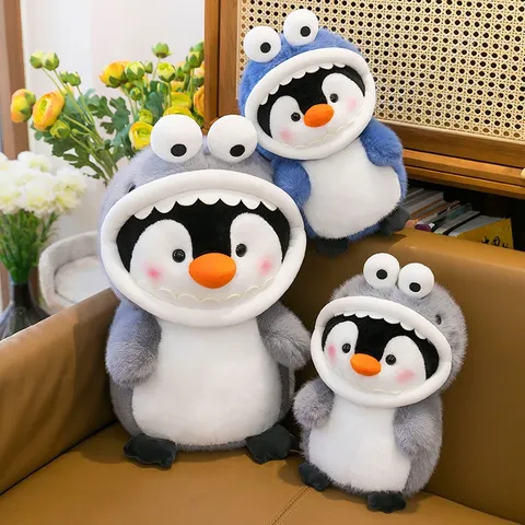 Cute Shark Transforming Penguin Plush Toy Soft Stuffed Animal Cartoon Doll Kid Companion Gift