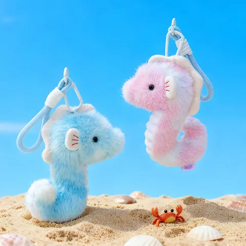 Cartoon Ocean Series Cute Octopus Seahorse Starfish Plush Toy Pendant Soft Healing School Bag Keychain Stuffed Animal Gift