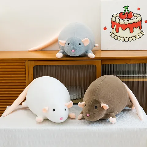 Cute Mouse Plush Toy Stuffed Animal Pillow Soft Cushion Fluffy Doll Kids Birthday Gift Home Decor