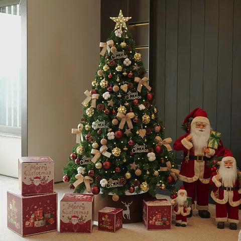 Μεγάλο Χριστουγεννιάτικο Δέντρο Σετ Διακόσμηση DIY Με Φώτα LED Στολίδια Φιγούρες Άγιου Βασίλη Ποδιά Δέντρου και Κουτιά