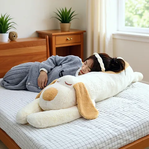 Cute Long Dog Plush Toy Stuffed Animal Pillow Soft Body Pillow Kawaii Sleep Companion Cushion For Kids Room Decor
