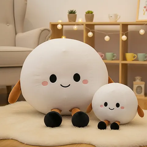 Juguete de Peluche en Forma de Bola Lindo Muñeca de Bola Rellena Almohada de Compañero de Dibujos Animados Suave