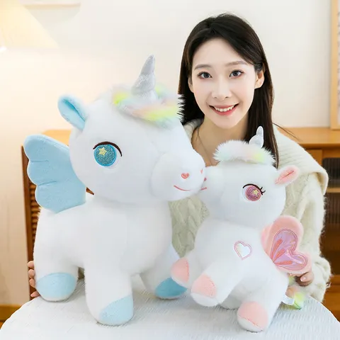Simpatico Peluche Unicorno Arcobaleno Animale di Peluche Bambola Pegaso Cuscino Morbido Regalo di Compleanno Per Ragazze Bambini
