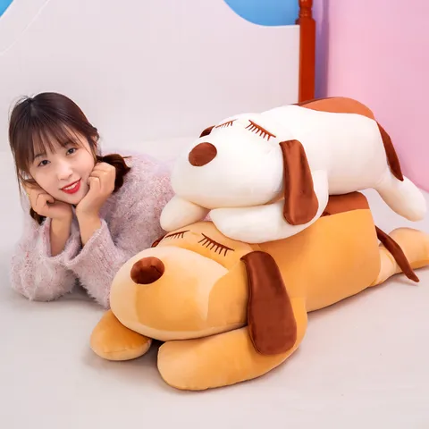 Cute Stretched Dog Plush Toy Soft Stuffed Animal Pillow Cute Girl Sleeping Leg Clamping Pillow Doll Birthday Gift