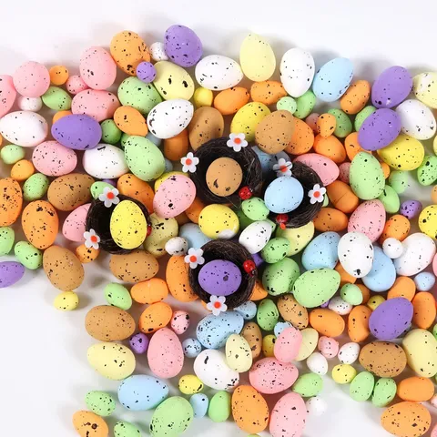 Easter Speckled Foam Eggs Macaron Multicolor Simulation Birds Eggs For DIY Wreath Crafts Home Party Decorations Easter Gift