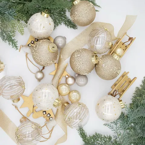 Juego de 12 Bolas de Navidad Pintadas para Colgar 8cm Franela Purpurina Estrella Adornos para Decoración de Árbol de Navidad Hogar Centro Comercial