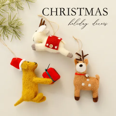 Handmade Wool Felt Reindeer Dog Animal Ornaments Christmas Tree Hanging Decorations Easter Reindeer Figurines Holiday Home Decor Gift