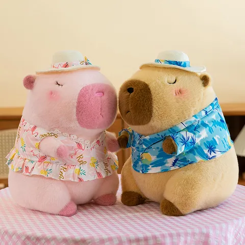 Cute Capybara Plush Toy Stuffed Animal Soft Polyester Doll Creative Swim Ring Capybara Pillow Home Decor