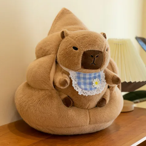 Süßes Kapibara Plüschtier Stofftier Mit Kacke Haus Kissen Weicher Kurzer Plüsch Puppe Cartoon Heimdekoration Geschenk