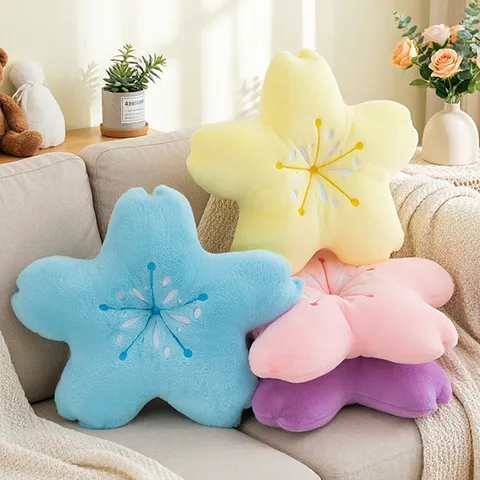 Cute Cherry Blossom Plush Throw Pillow Soft Flower Shaped Seat Cushion Decorative Floor Pillow For Sofa Bed Office Decor Gift