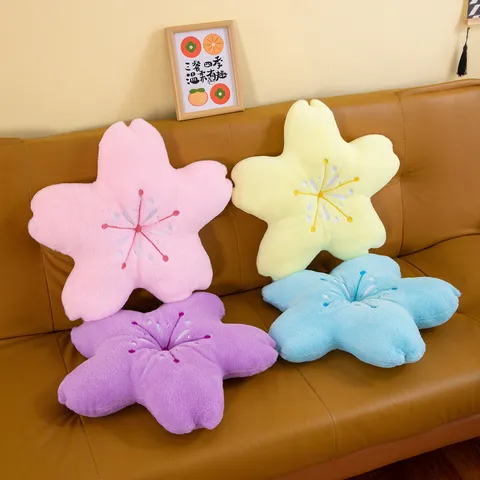 Cute Cherry Blossom Plush Throw Pillow Soft Flower Shaped Seat Cushion Decorative Floor Pillow For Sofa Bed Office Decor Gift