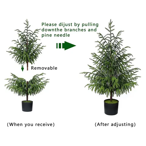 Artificial Norfolk Pine Christmas Tree Realistic PE Material Green Potted Tabletop Tree For Home Christmas Party Decoration