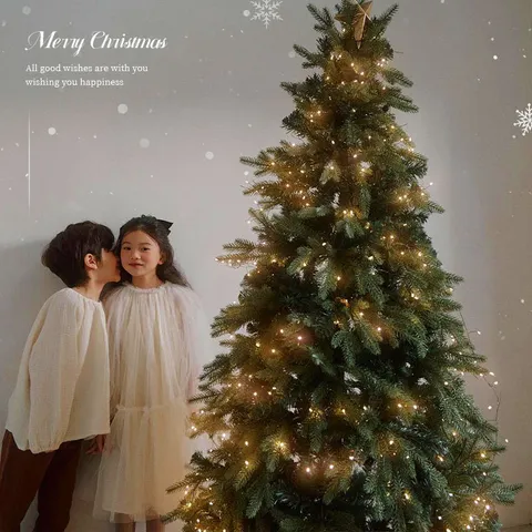Nordic Style Artificial Christmas Tree With LED String Lights And Gold Star Topper Home Indoor Holiday Decoration Xmas Tree