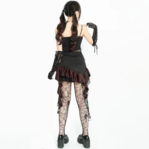 Japanische Gothic Herzogin COS Kostüm Für Damen Dark Punk Spitze Bustier Oberteil Und Rock Set Halloween Party Outfit Kleidung