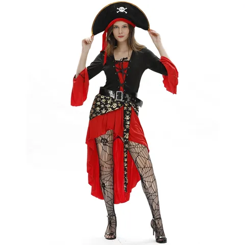 Costume de Reine Pirate des Caraïbes pour Femmes Pour Halloween Carnaval Fête Performance Robe de Jeu de Rôle de Capitaine