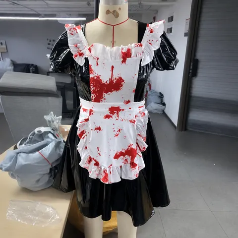 Women's Horror Bloody Maid Dress Halloween Cosplay Costume Evil Maid Outfit Gothic Role Play Uniform For Fancy Dress Party