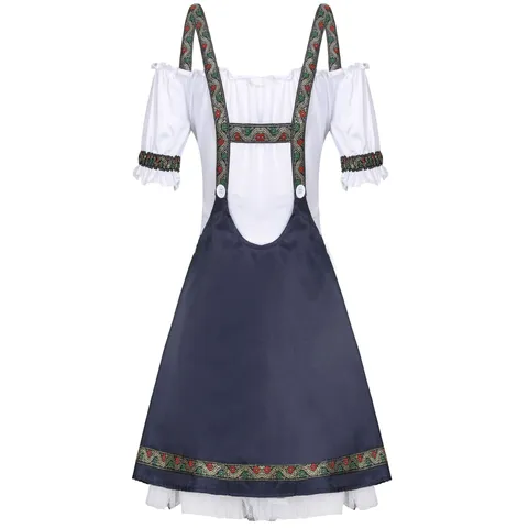German Oktoberfest Beer Girl Costume Traditional Dirndl Dress For Women Embroidery Maid Servant Top And Bottom Party Role Play Outfit