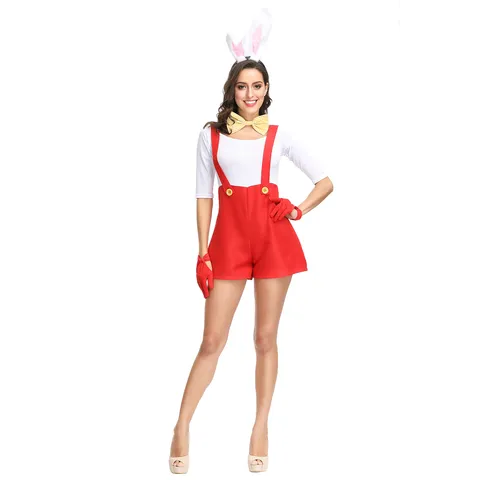Sexy Bunny Girl Cosplay Costume Women Halloween Stage Performance Outfit Milk Silk Uniform Cloth Top And Bottom With Headband