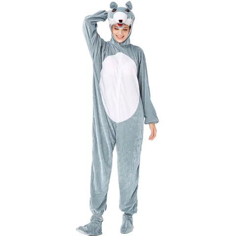Women Halloween Wolf Costume Animal Jumpsuit Cosplay Stage Performance Outfit Wolf Role Play One-Piece Suit With Hood