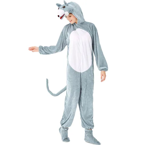 Women Halloween Wolf Costume Animal Jumpsuit Cosplay Stage Performance Outfit Wolf Role Play One-Piece Suit With Hood