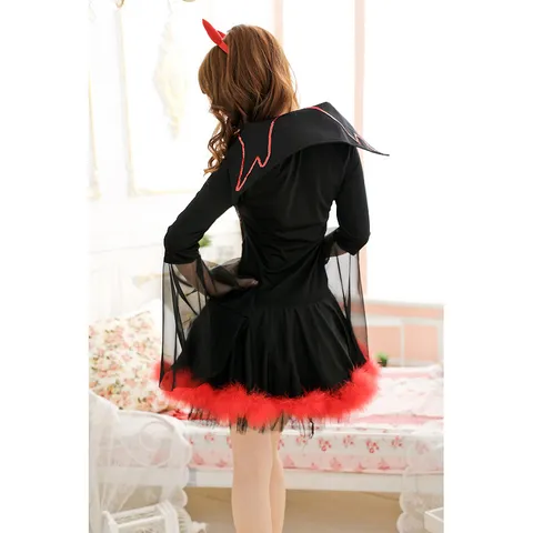 Disfraz de Diablo Vampiro de Halloween para Mujer Vestido de Reina de los Demonios Rojo Negro Sexy para Fiesta y Juegos de Rol
