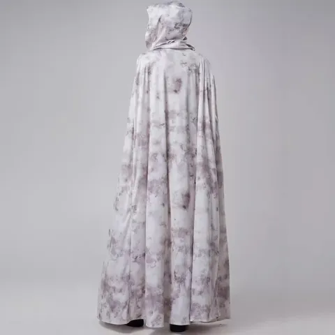 Femmes Halloween Mariée Fantôme Robe de Sorcier Gothique Tie Dye Cape à Capuche Et Robe Zombie Vampire Tenue de Performance
