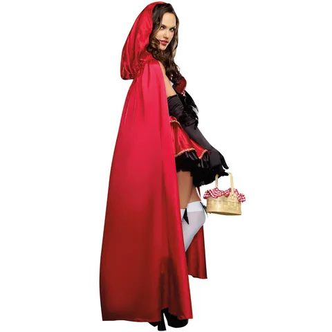 Women Little Red Riding Hood Halloween Costume Cloak Dress Set For Cosplay Party Fancy Dress Satin Cotton Blend Festive Outfit