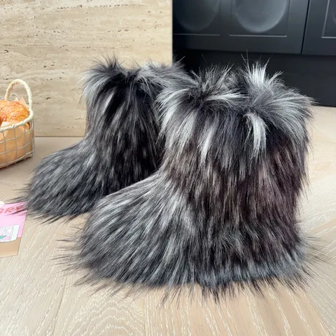 Stivali da Neve Invernali per Bambini Pelliccia Sintetica Volpe Caldi Peluche Ragazze Moda Casual Calzature