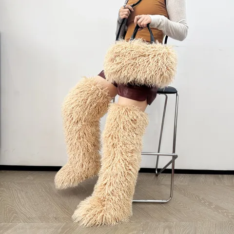 Donna Casual Peluche Borsa Tote Pelliccia Sintetica Morbido Tracolla Spalla Borsa Inverno Moda Pelosa Shopper