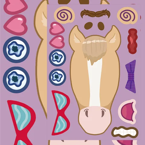 Cute Cartoon Animal Horse Puzzle Stickers DIY Face Decals Creative Phone Table Decorative Art Stickers