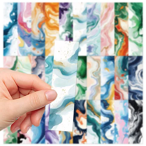 Gemarmerde Vluid Art Papier Boekenlegger Esthetische Vloeibare Kunst Boekmarker Voor Leesjournaal DIY Decor