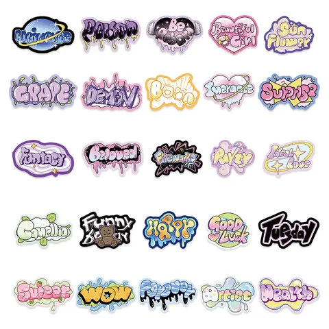 Colorful Cartoon Graffiti Letter Stickers Waterproof Vinyl Decals For Laptop Planner Phone Case DIY Decoration
