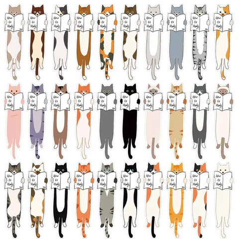 Cute Cat Reading Bookmarks Paper Book Page Markers Student Reading Stationery