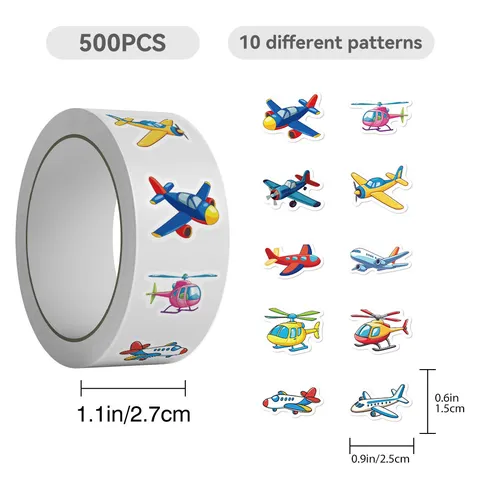 Cartoon Airplane Roll Stickers Waterproof Graffiti Cute Stationery Decals For Student Hand Ledger Water Cup Decoration